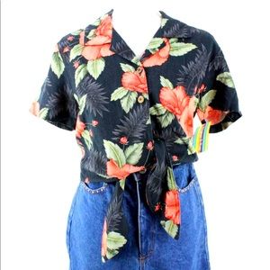 Havana Jack Cropped Tropical Floral Top